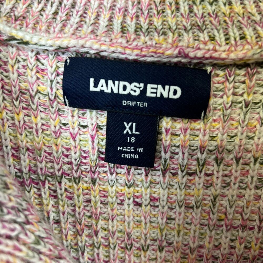 Lands End womens XL Drifter sweater quarter zip cotton pink - Picture 7 of 9
